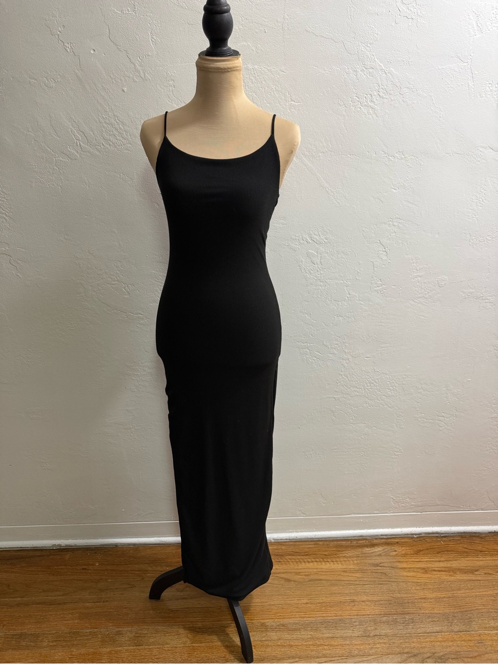 Slim Spaghetti-Strap Black Maxi Dress